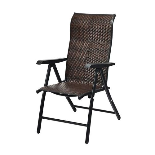 Portable Camping Rattan Folding Chair W/Armrest Portable Camping Rattan Folding Chair W/Armrest