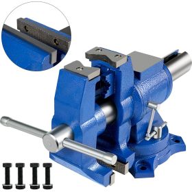 VEVOR 6" Heavy Duty Bench Vise , Double Swivel Rotating Vise Head/Body Rotates 360° ,Pipe Vise Bench Vices 30Kn Clamping Force