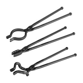 VEVOR Blacksmith Tongs, 18' 3 PCS, V-Bit Bolt Tongs, Wolf Jaw Tongs and Z V-Bit Tongs, Carbon Steel Forge Tongs with A3 Steel Rivets