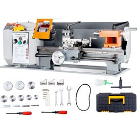 VEVOR Metal Lathe Machine, 7'' x 13.78'', Precision Benchtop Power Metal Lathe, 0-2200 RPM Continuously Variable Speed, 500W Brush Motor Metal Gears