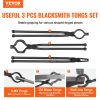 VEVOR Blacksmith Tongs, 18' 3 PCS, V-Bit Bolt Tongs, Wolf Jaw Tongs and Z V-Bit Tongs, Carbon Steel Forge Tongs with A3 Steel Rivets